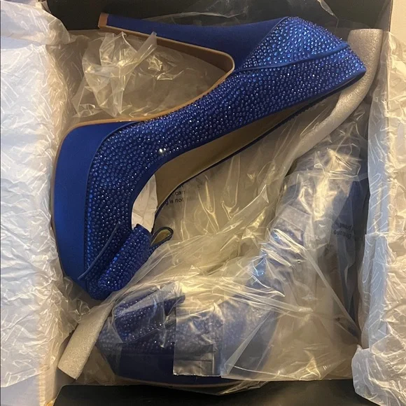 Sz9 INC International Concepts Royal Blue Embellished Platform Stilleto heels - Picture 2 of 8